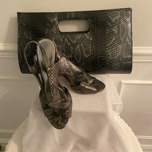 Vintage Silver/Black snake skin Sandals